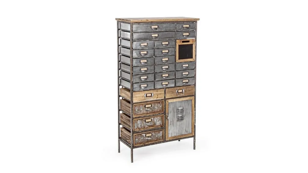 Cassettiera Ufficio Officina con 25 cassetti in metallo e legno di Bizzotto